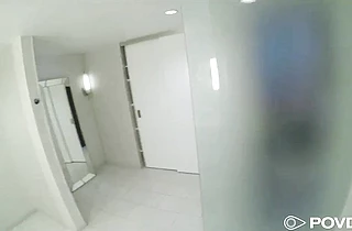 I was taking a shower and my maid helped me clean my cock with her sexy mouth