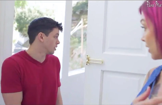 My tattooed MILF neighbor took me in and then pleasured me with her tits and cunt