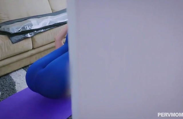 Sexy blonde with big tits and sweet pussy gets some hard stepson cock after her yoga