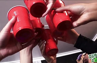 Sexy nerd girl wanted to be accepted, so she fucked on a wild student party