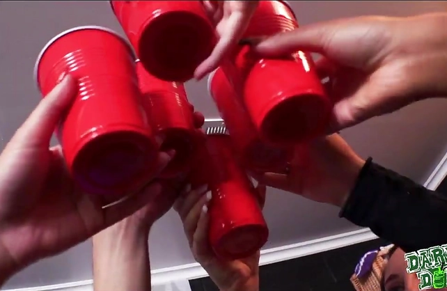 Sexy nerd girl wanted to be accepted, so she fucked on a wild student party