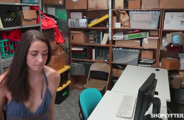 Full body cavity search as the teen stole and got caught by the fat cock guard