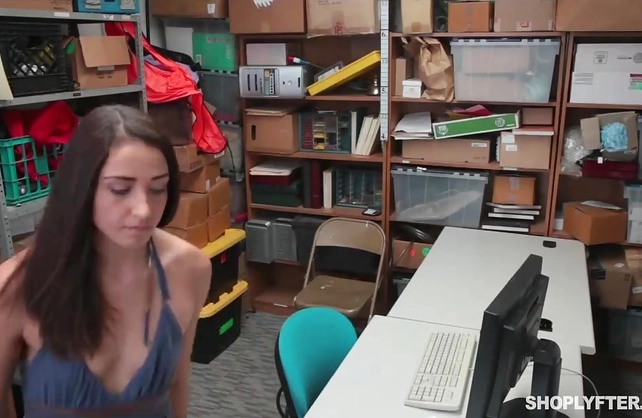Full body cavity search as the teen stole and got caught by the fat cock guard