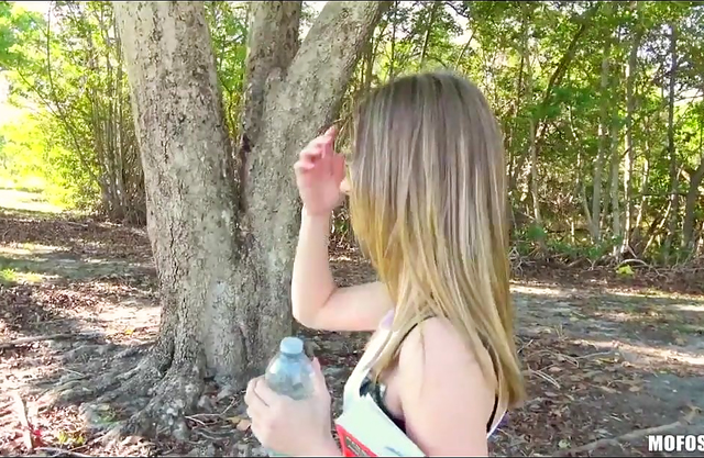 Having a boyfriend didn’t stop the teen slut riding my dick in a public park for cash