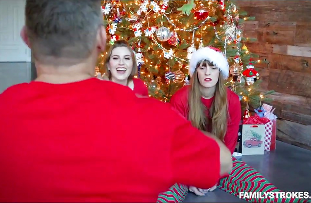 Fucking my stepdaughter under the Christmas tree behind my Grinch wife’s back
