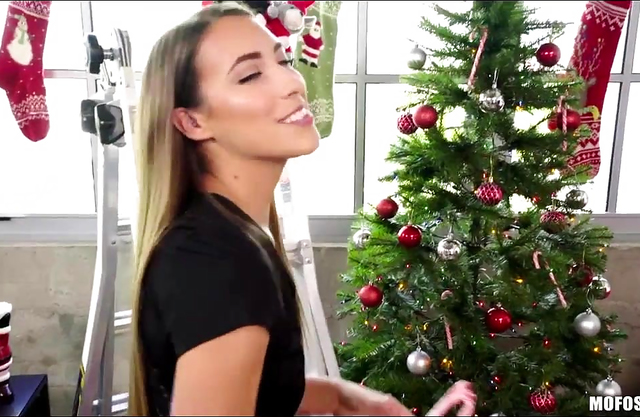 My babe loves to decorate the Christmas tree and ride my dick after