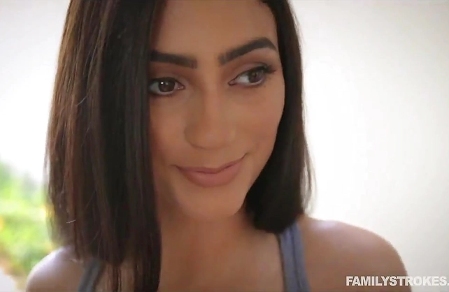 Sneaky fucking sexy stepsister behind her father’s back!
