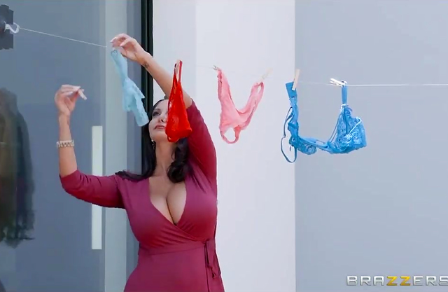 Busty MILF catches the pervert plundering the best of the ladies’ lingerie drawers!