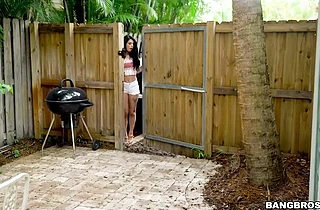 Teen slut sucks and fucks her stepbrother’s huge black cock after watching him masturbate!