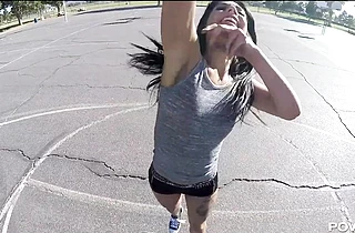 Having wild sex with this sexy teen whore I just met on the basketball court!
