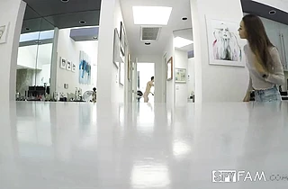 My sexy step sister was used to spying on my dick but she wanted to play with it too!