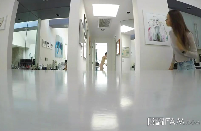 My sexy step sister was used to spying on my dick but she wanted to play with it too!
