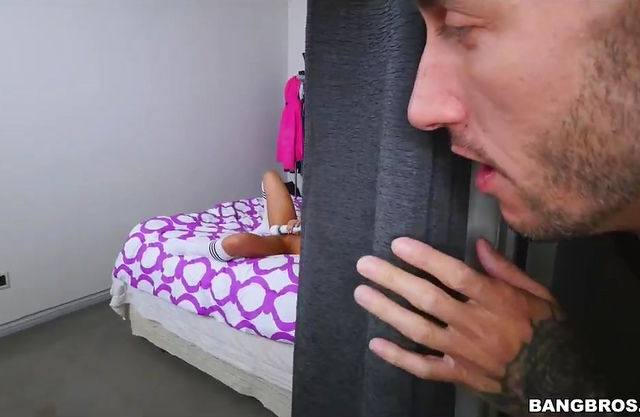 I found out that my stepsister was a squirter while spying on her masturbating