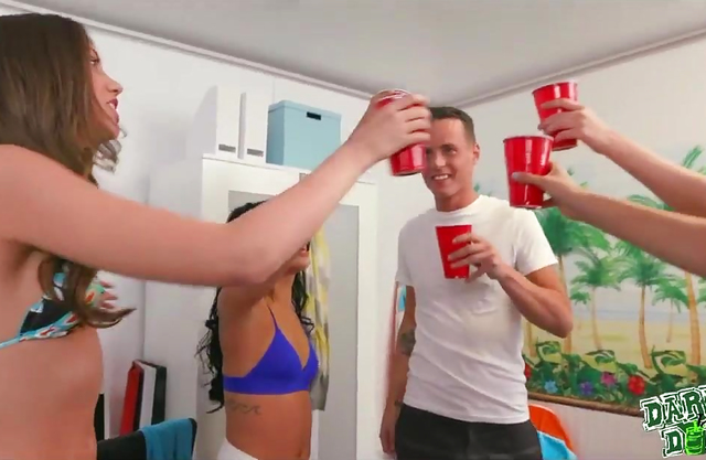 It was the hottest party with four spring break bitches at the dorm room!