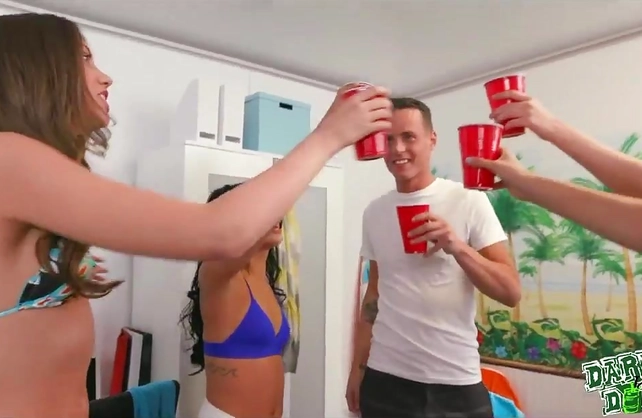 It was the hottest party with four spring break bitches at the dorm room!
