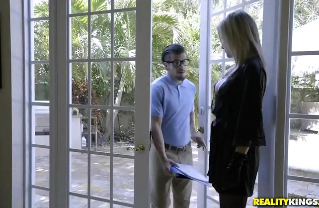 Nerd’s study date with his classmate turns into a threesome with her stepmom!