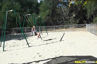 Pounding this blonde cutie I met at the park swinging on the swings!