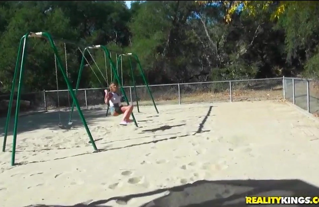 Pounding this blonde cutie I met at the park swinging on the swings!