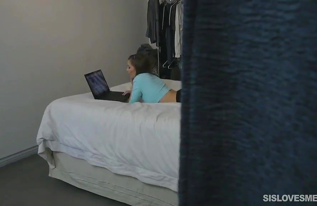 Fucking my hot stepsister after catching her watching porn on my laptop