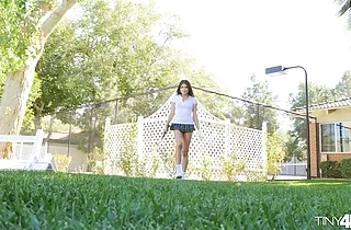 Tiny young girl gets her little pussy destroyed after playing golf