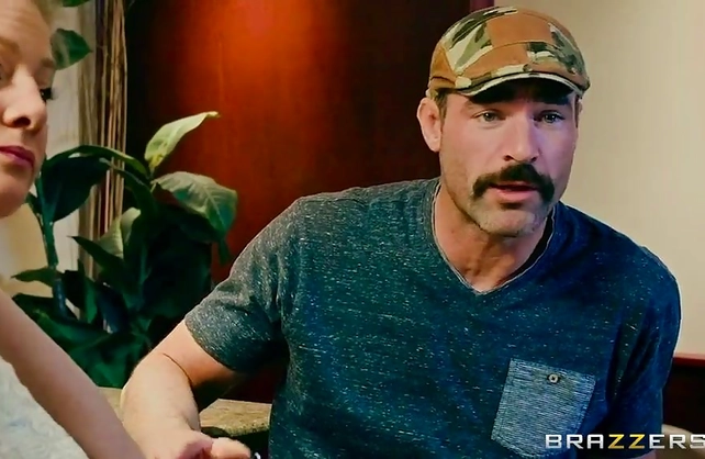 This guy fucks a hot blond stripper with his wife sitting next to him
