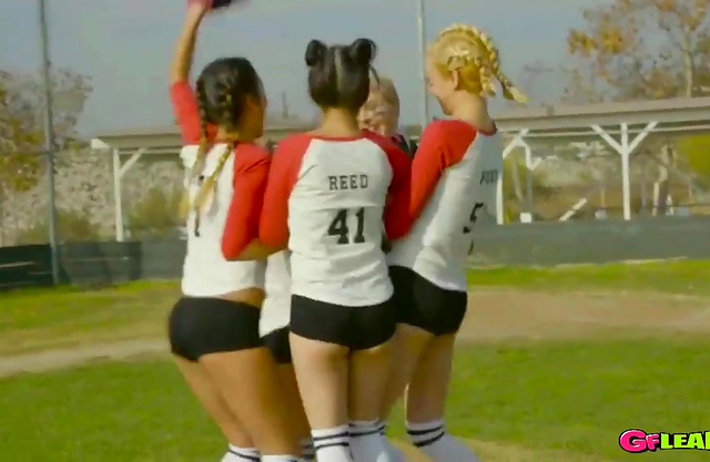 Naked college girls celebrate winning the tournament with a lesbian orgy in the locker room!