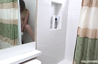 I caught my naked step sister masturbating in the bathroom and I fucked her hard!