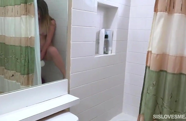 I caught my naked step sister masturbating in the bathroom and I fucked her hard!
