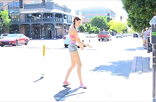 This gorgeous young girl shows me some choreography and her squirting talents