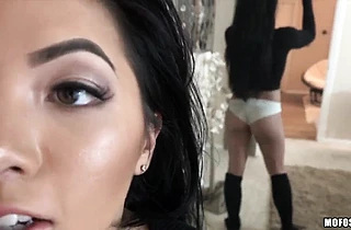 After watching some anal porn my sexy brunette GF got interested in butt sex