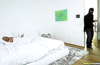 Hot blond wife sucks and fucks the panty sniffing burglar