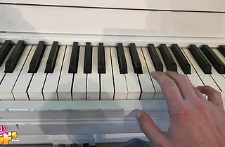 He tried teaching his black girlfriend to play piano but she wanted his huge white cock