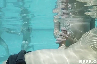 My stepsister shares my cock with her naked girls at their summer pool party