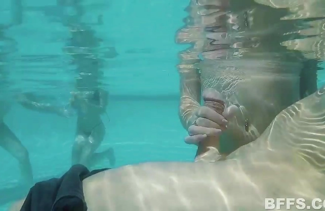 My stepsister shares my cock with her naked girls at their summer pool party