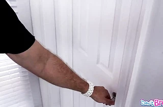 She’s locked herself in the bathroom because she’s afraid of this monster cock