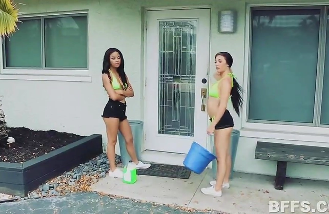 Three teen sluts raising money to go on a school trip