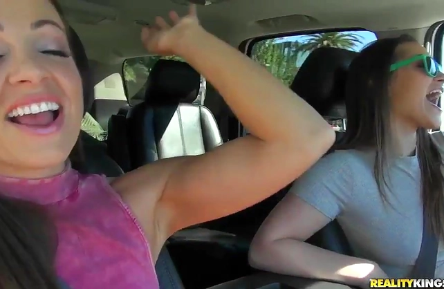 Two naked lesbian girls rub their wet pussies against each other