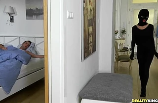 Sexy burglar chick caught and fucked hard