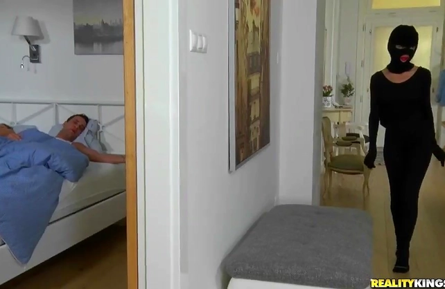 Sexy burglar chick caught and fucked hard