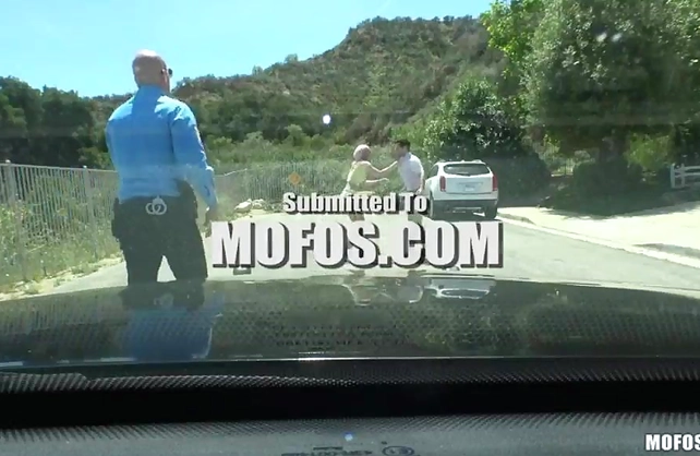 Sexy bitch fucked by a patrol officer by the side of the road