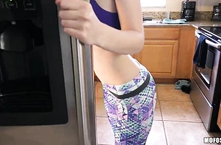 GF is on her way to the gym but her BF in a mood for some sexy work out