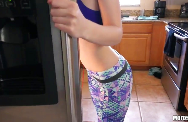 GF is on her way to the gym but her BF in a mood for some sexy work out