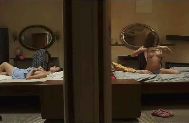 Sexy girls masturbate and have sex in adjoining rooms
