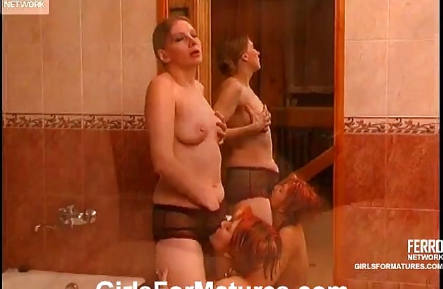 Sex addicted lesbian bitches explore each other's bodies in the shower