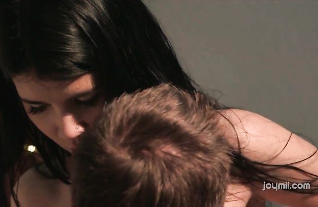 Naked brunette rides her step dad in the shower until he cums on her