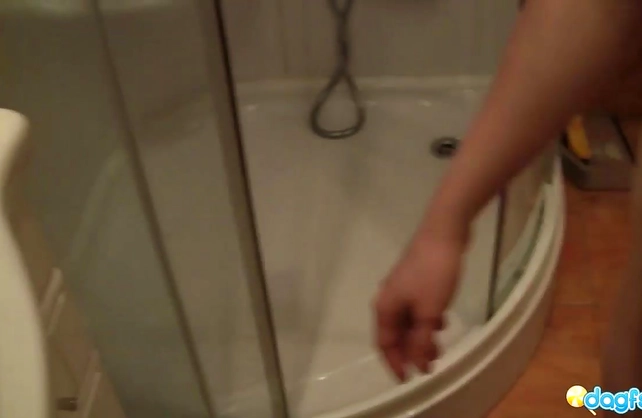 Exclusive POV nude porn in the shower with a cock sucking teen