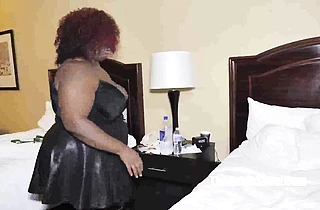 Guy comes to visit Ebony BBW and introduces his naked cock to her twat