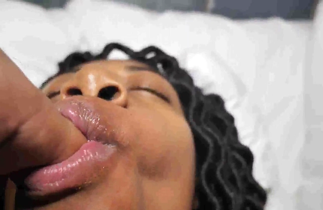 Ebony chick with curly hair is fucked in naked vagina in amateur video