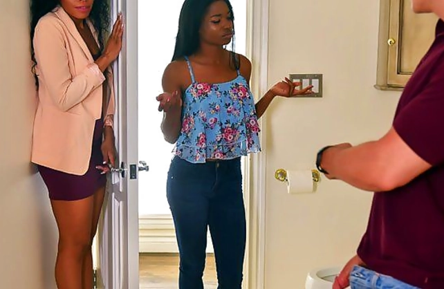 Black woman teaches stepdaughter how to satisfy naked boyfriend