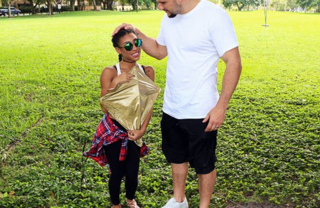 Tall guy gives kite to petite black teen and naked sex will be his reward